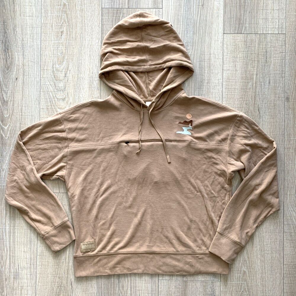 Roark Hooded Pullover Hoodie Oversized Relaxed Tan Womens Size M